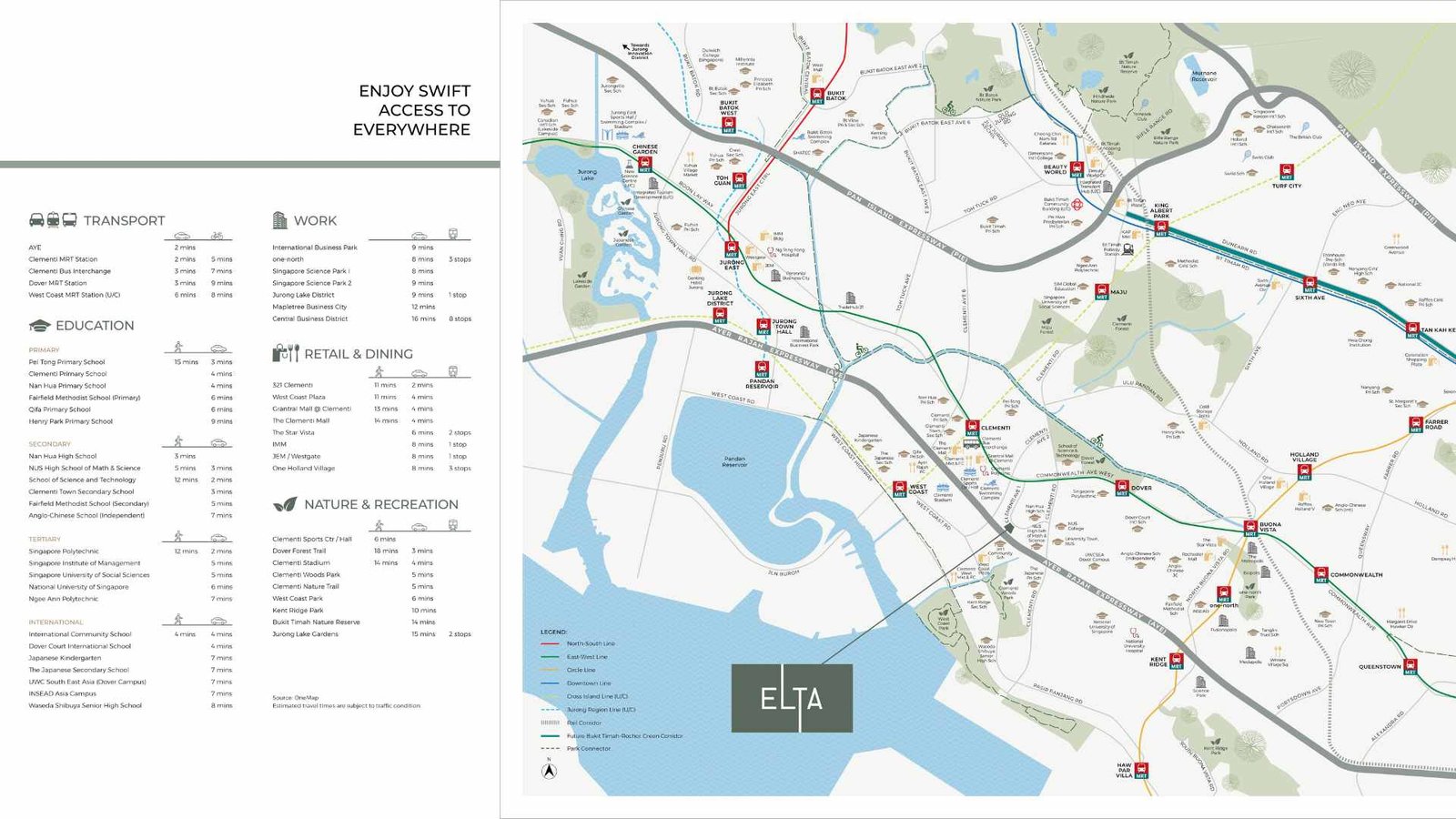 ELTA location map at Clementi Avenue 1 near Clementi MRT, Clementi Mall and major expressways