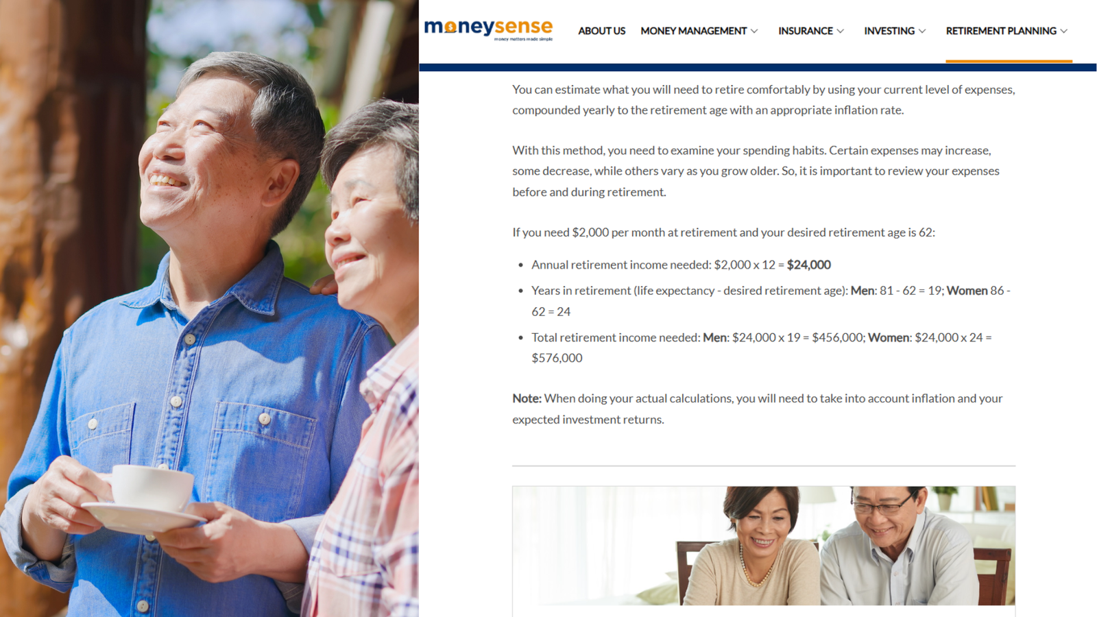 Retirement sum needed illustration