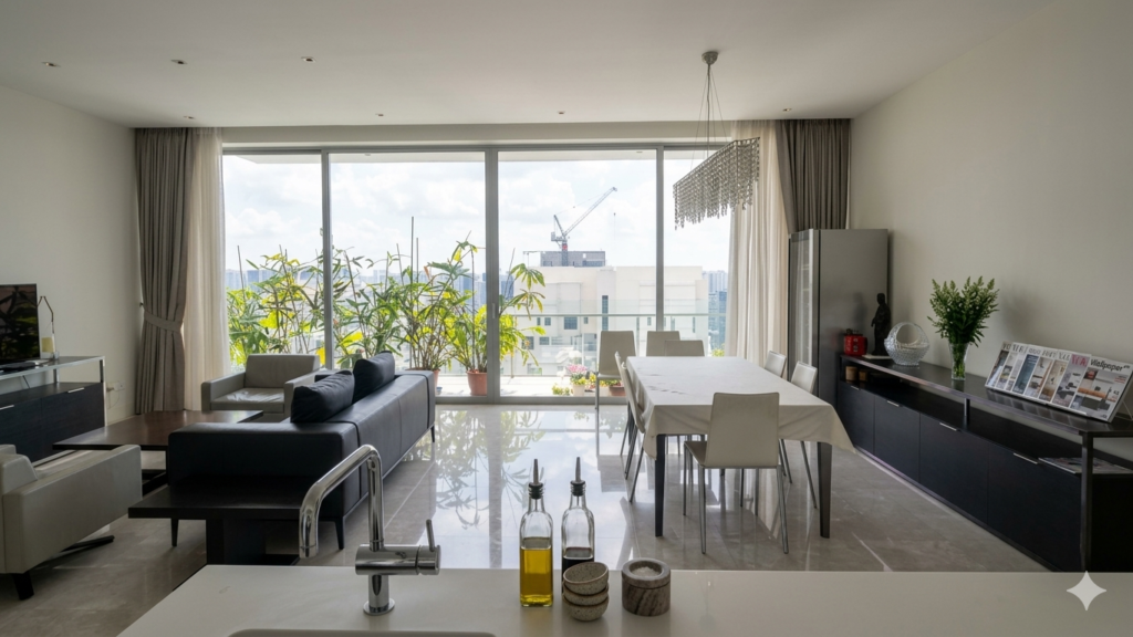 ardmore II living room panoramic view